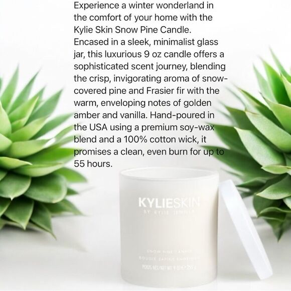 KYLIE COSMETICS/ Kylie Skin Snow Pine Candle-9oz Vegan Soy Wax,55-Hour B… - Picture 6 of 17